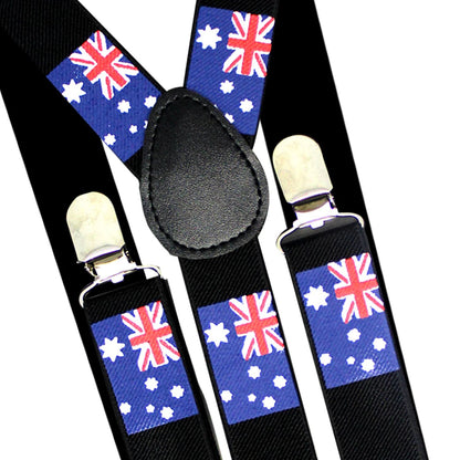 Mens Suspenders Braces Adjustable Strong Clip On Elastic Formal Wedding Slim - Australia Flag V563-SLIMSUSPENDERS-AUSFLG