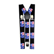 Mens Suspenders Braces Adjustable Strong Clip On Elastic Formal Wedding Slim - Australia Flag V563-SLIMSUSPENDERS-AUSFLG