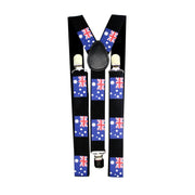 Mens Suspenders Braces Adjustable Strong Clip On Elastic Formal Wedding Slim - Australia Flag V563-SLIMSUSPENDERS-AUSFLG