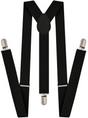 Mens Suspenders Braces Adjustable Strong Clip On Elastic Formal Wedding Slim - Black V563-SLIMSUSPENDERS-BLK