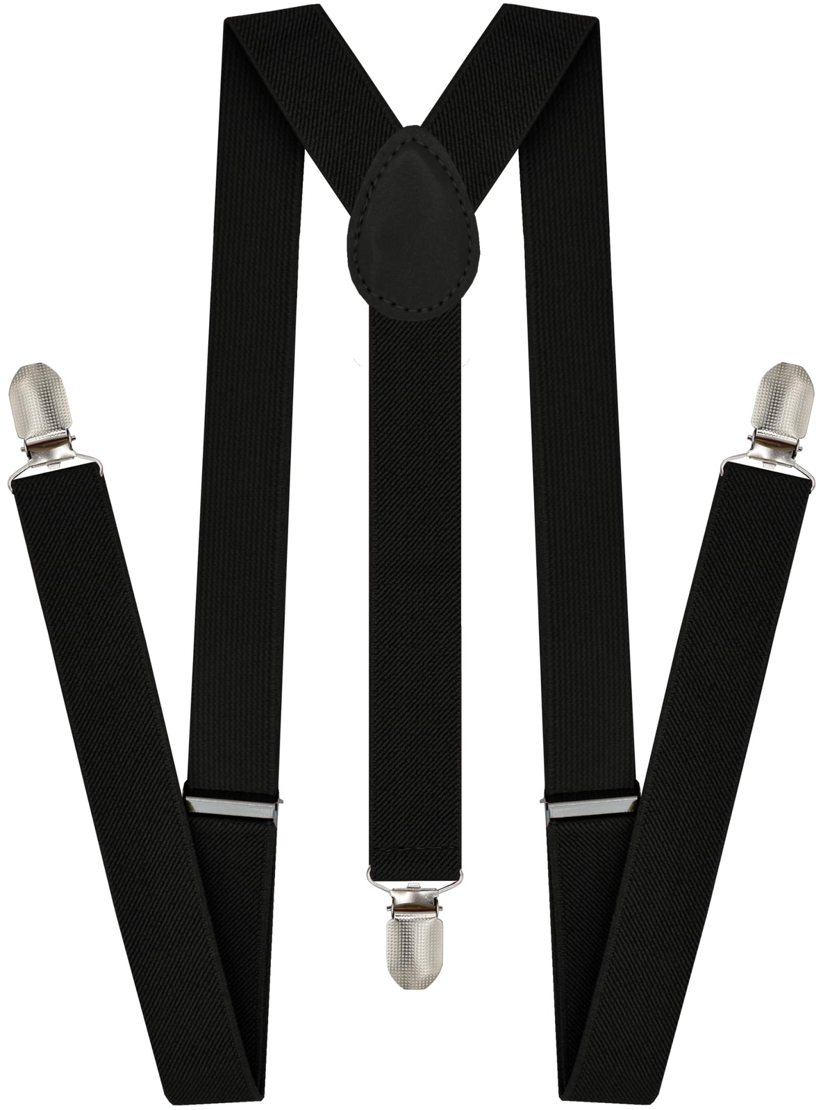 Mens Suspenders Braces Adjustable Strong Clip On Elastic Formal Wedding Slim - Black V563-SLIMSUSPENDERS-BLK