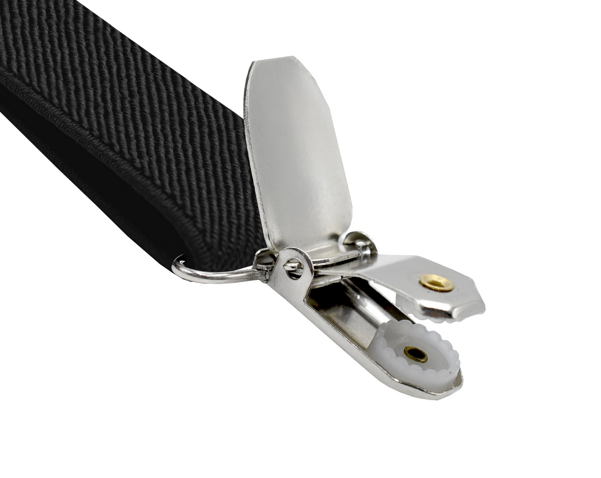Mens Suspenders Braces Adjustable Strong Clip On Elastic Formal Wedding Slim - Black V563-SLIMSUSPENDERS-BLK