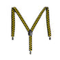 Mens Suspenders Braces Adjustable Strong Clip On Elastic Formal Wedding Slim - Black/Yellow Check V563-SLIMSUSPENDERS-BLKYLWCHK