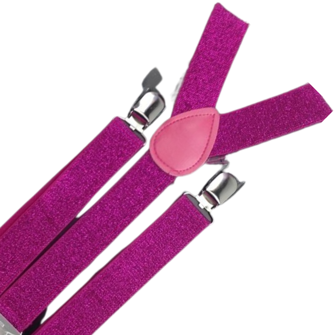 Mens Suspenders Braces Adjustable Strong Clip On Elastic Formal Wedding Slim - Hot Pink (Glitter) V563-SLIMSUSPENDERS-HTPNKGLIT