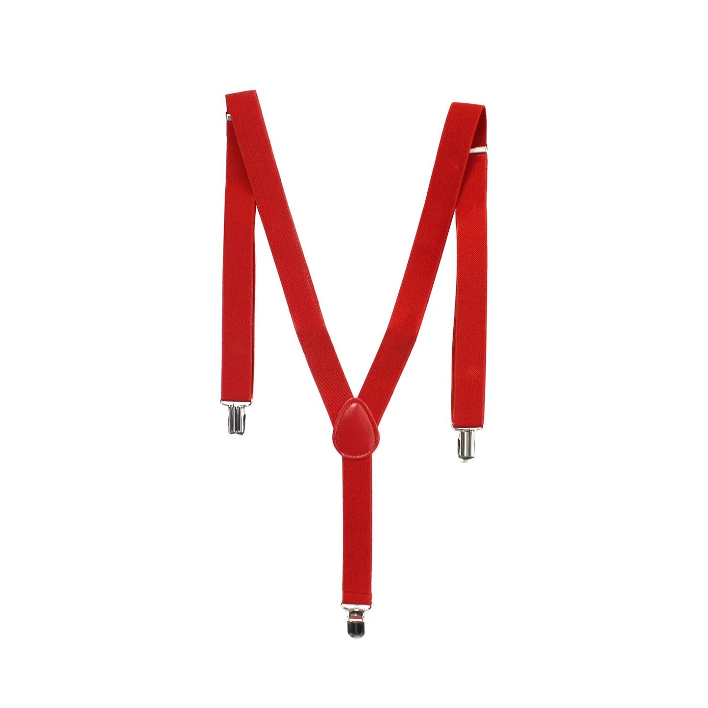 Mens Suspenders Braces Adjustable Strong Clip On Elastic Formal Wedding Slim - Red V563-SLIMSUSPENDERS-RED