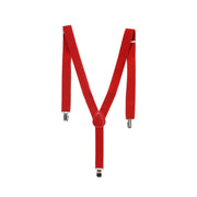 Mens Suspenders Braces Adjustable Strong Clip On Elastic Formal Wedding Slim - Red V563-SLIMSUSPENDERS-RED