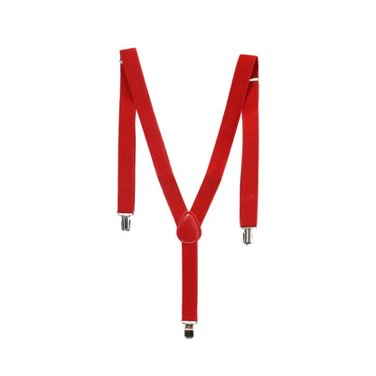 Mens Suspenders Braces Adjustable Strong Clip On Elastic Formal Wedding Slim - Red V563-SLIMSUSPENDERS-RED