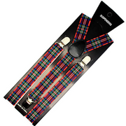 Mens Suspenders Braces Adjustable Strong Clip On Elastic Formal Wedding Slim - Tartan 2 V563-SLIMSUSPENDERS-TRTAN2