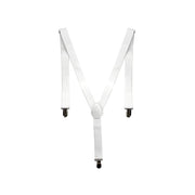 Mens Suspenders Braces Adjustable Strong Clip On Elastic Formal Wedding Slim - White V563-SLIMSUSPENDERS-WHT