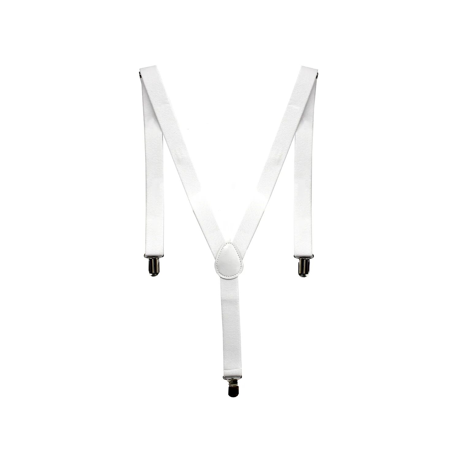 Mens Suspenders Braces Adjustable Strong Clip On Elastic Formal Wedding Slim - White V563-SLIMSUSPENDERS-WHT