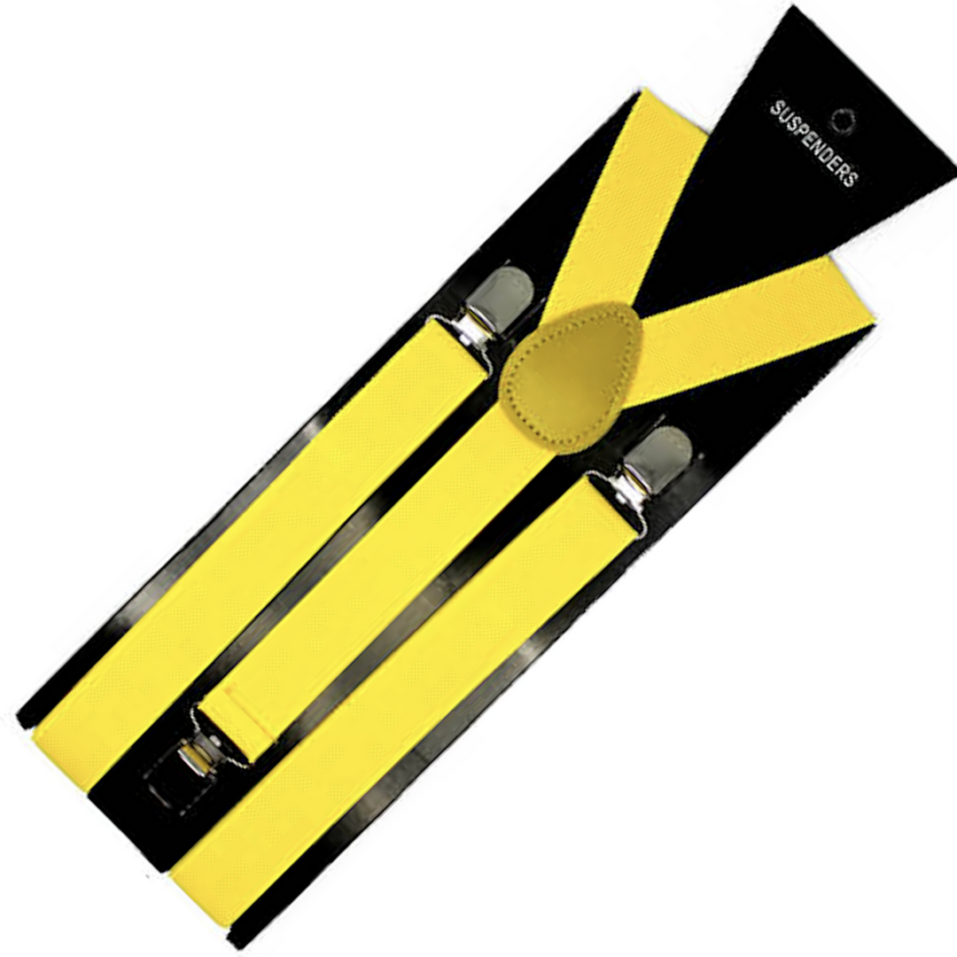 Mens Suspenders Braces Adjustable Strong Clip On Elastic Formal Wedding Slim - Yellow V563-SLIMSUSPENDERS-YLW