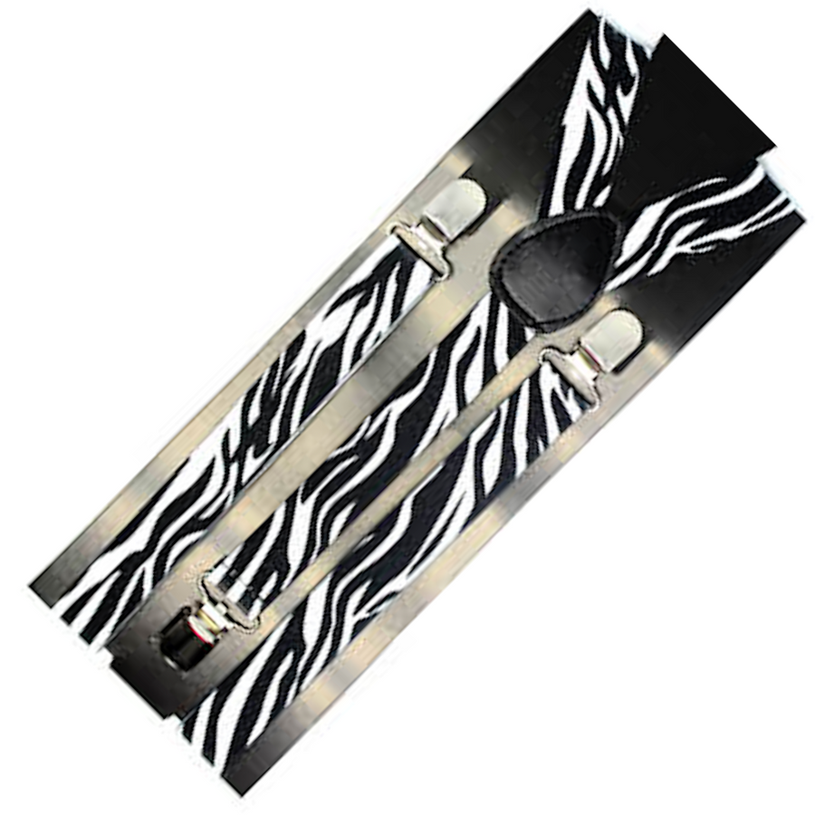 Mens Suspenders Braces Adjustable Strong Clip On Elastic Formal Wedding Slim - Zebra V563-SLIMSUSPENDERS-ZEB