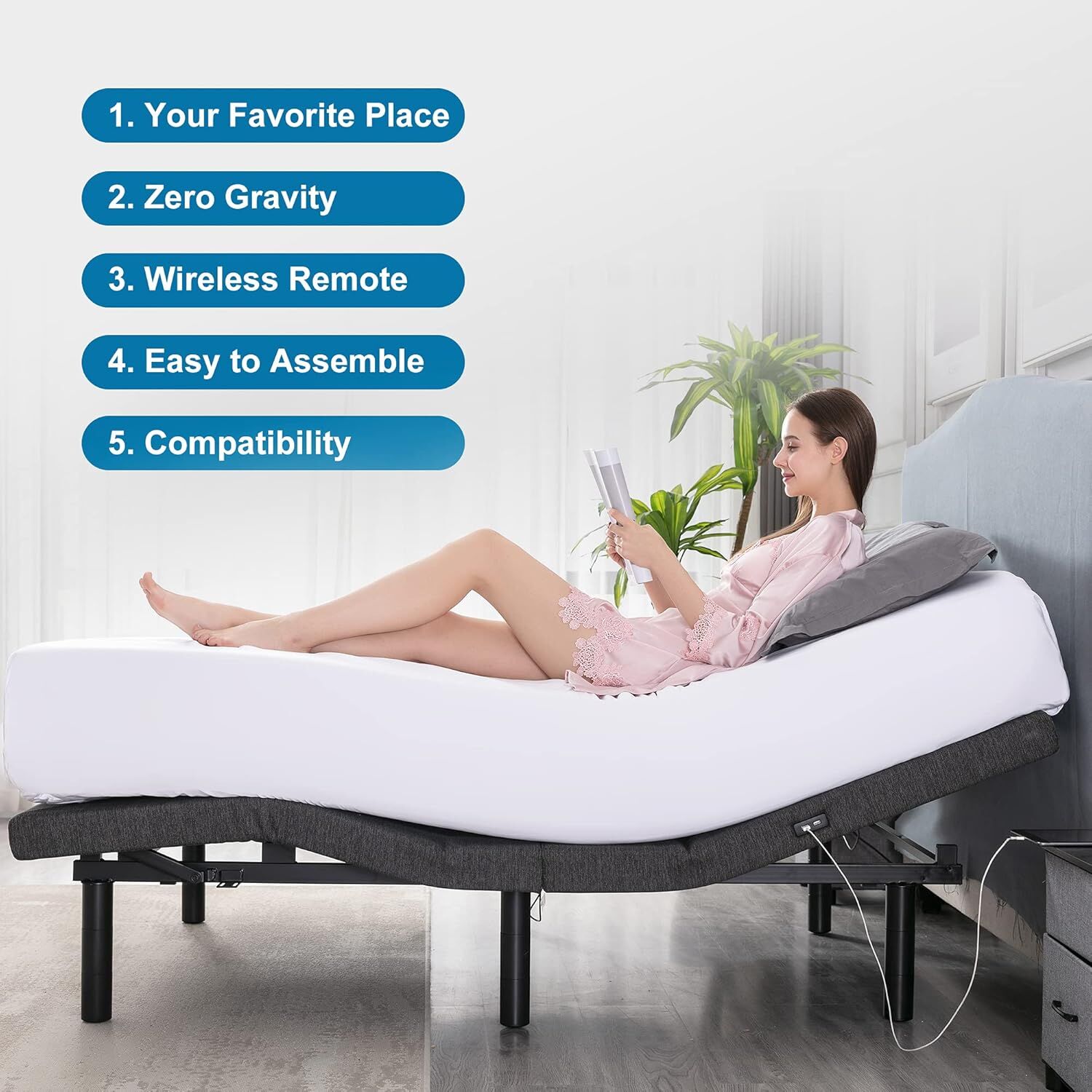 S*MAX Queen Adjustable Zero Gravity Bed Frame with Dual Motors Wireless Remote & USB Ports V563-SN0-05-QUEEN-AU