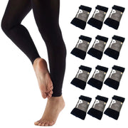 12x Womens Ladies Footless Tights Stockings Pantyhose Leg Hosiery Thermal - Black V563-SO-108-12PCS