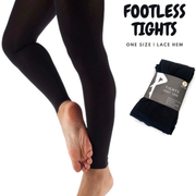 Womens Ladies Footless Tights Stockings Pantyhose Leg Hosiery Thermal - Black V563-SO-108-1PCS