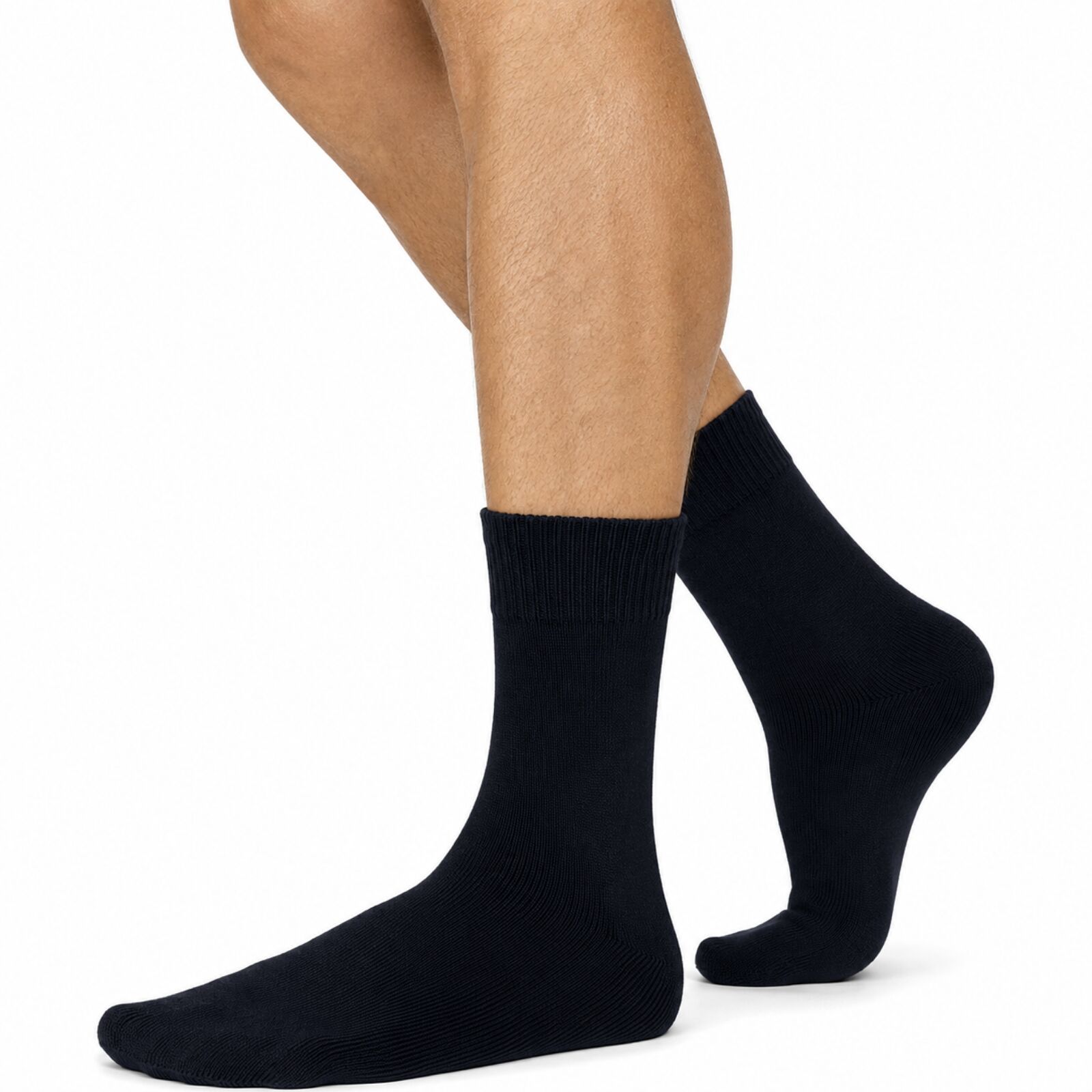 Merino Wool Mens Thermal Diabetic Socks Loose Top Circulation 1 Pair - Navy - 7-11 V563-SO-201-NVY-1PR-7-11