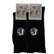 Merino Wool Mens Thermal Diabetic Socks Loose Top Circulation 2 Pairs - Black - 2-8