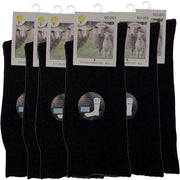 Merino Wool Mens Thermal Diabetic Socks Loose Top Circulation 6 Pairs - Black - 2-8