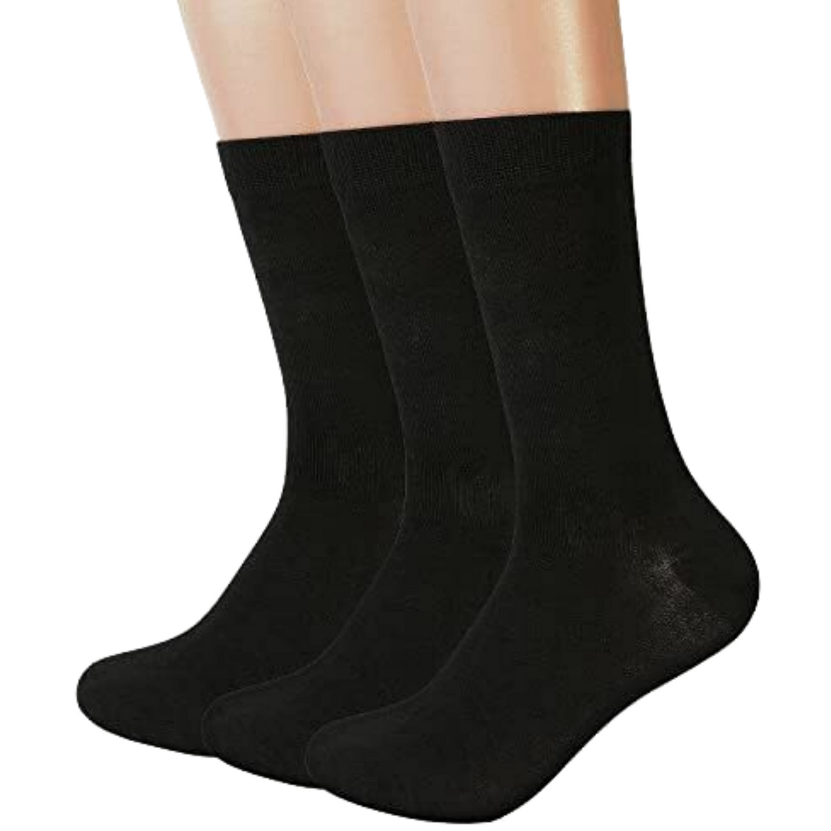 3 Pairs Bamboo Socks Unisex Premium Fiber Sock Super Soft Crew Tennis Sox - Black - 6-11 V563-SO-622-3PAIRS-BLK-6_11