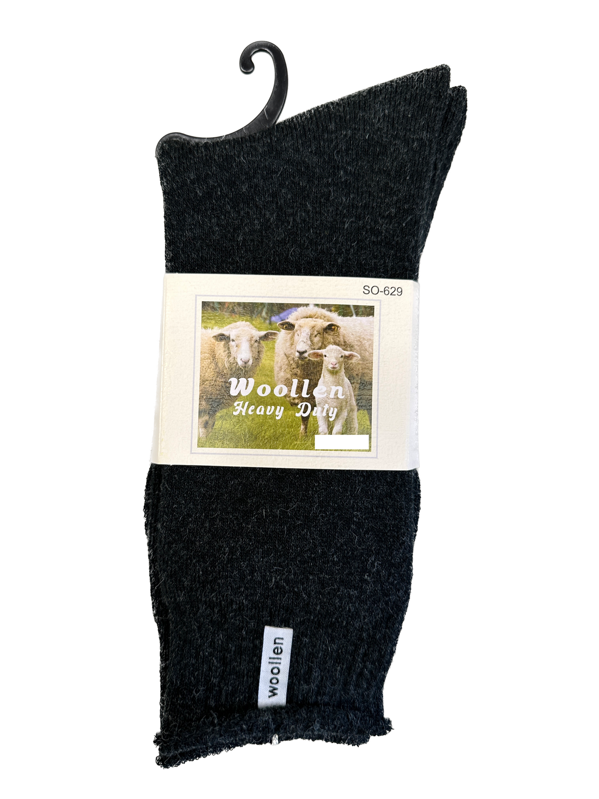 1 Pair Premium Mens Wool Heavy Duty Thick Work Socks Cushion Woolen - Black - 7-11 V563-SO-628-BLK_1PAIR-7_11