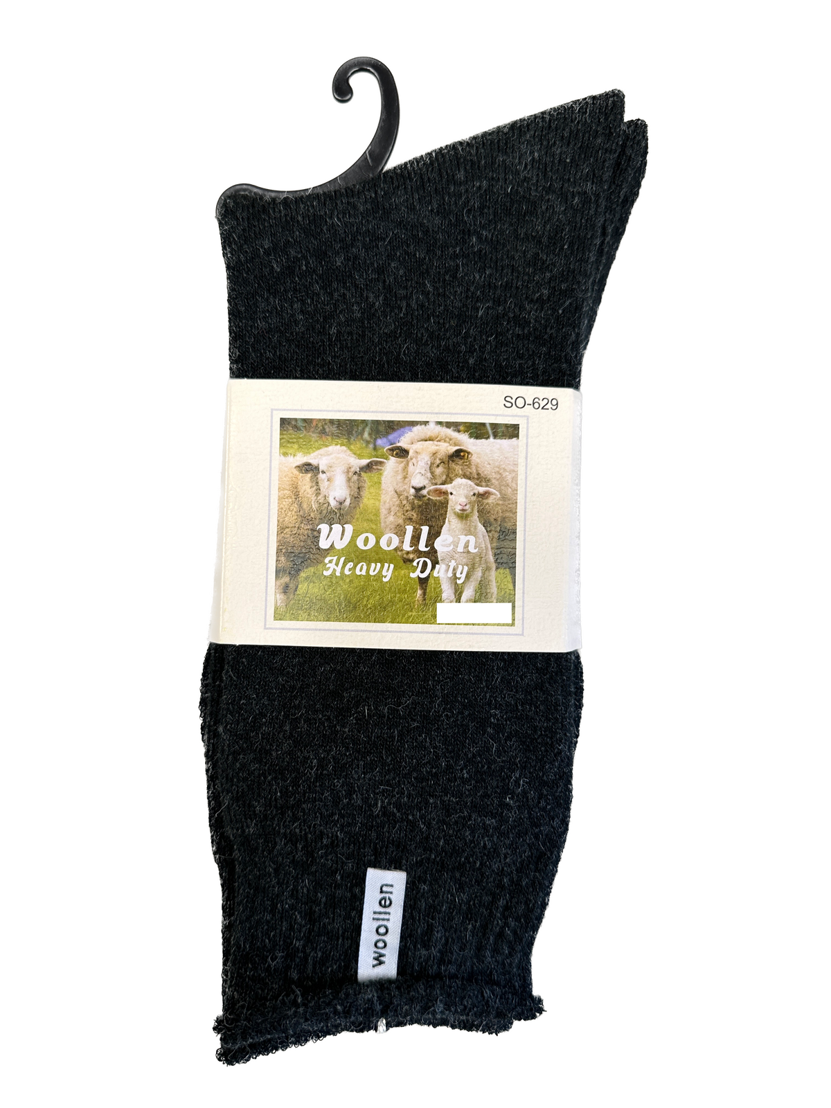 1 Pair Premium Mens Wool Heavy Duty Thick Work Socks Cushion Woolen - Black - 11-14 V563-SO-629-BLK_1PAIR-11_14