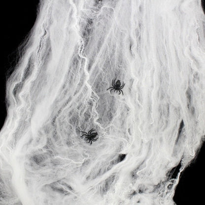 HALLOWEEN STRETCHABLE SPIDER WEB Spooky Decoration with Spiders Party Decor Ghost V563-SPIDERWEB-1PACKET