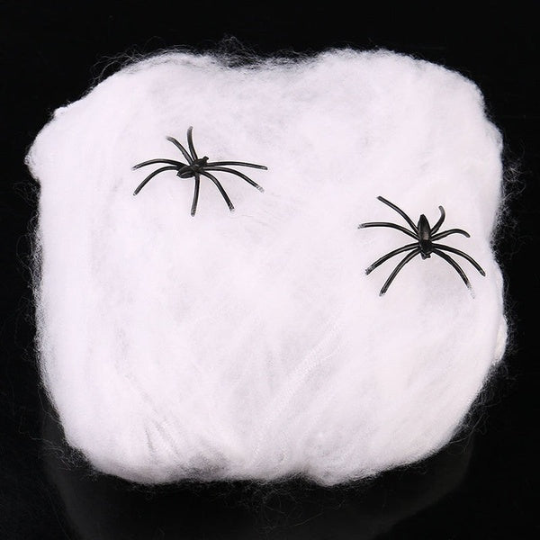 HALLOWEEN STRETCHABLE SPIDER WEB Spooky Decoration with Spiders Party Decor Ghost V563-SPIDERWEB-1PACKET