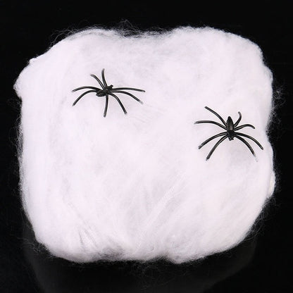 HALLOWEEN STRETCHABLE SPIDER WEB Spooky Decoration with Spiders Party Decor Ghost V563-SPIDERWEB-1PACKET