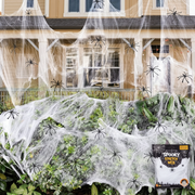 HALLOWEEN STRETCHABLE SPIDER WEB Spooky Decoration with Spiders Party Decor Ghost V563-SPIDERWEB-1PACKET