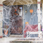 HALLOWEEN STRETCHABLE SPIDER WEB Spooky Decoration with Spiders Party Decor Ghost V563-SPIDERWEB-1PACKET
