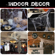 HALLOWEEN STRETCHABLE SPIDER WEB Spooky Decoration with Spiders Party Decor Ghost V563-SPIDERWEB-1PACKET