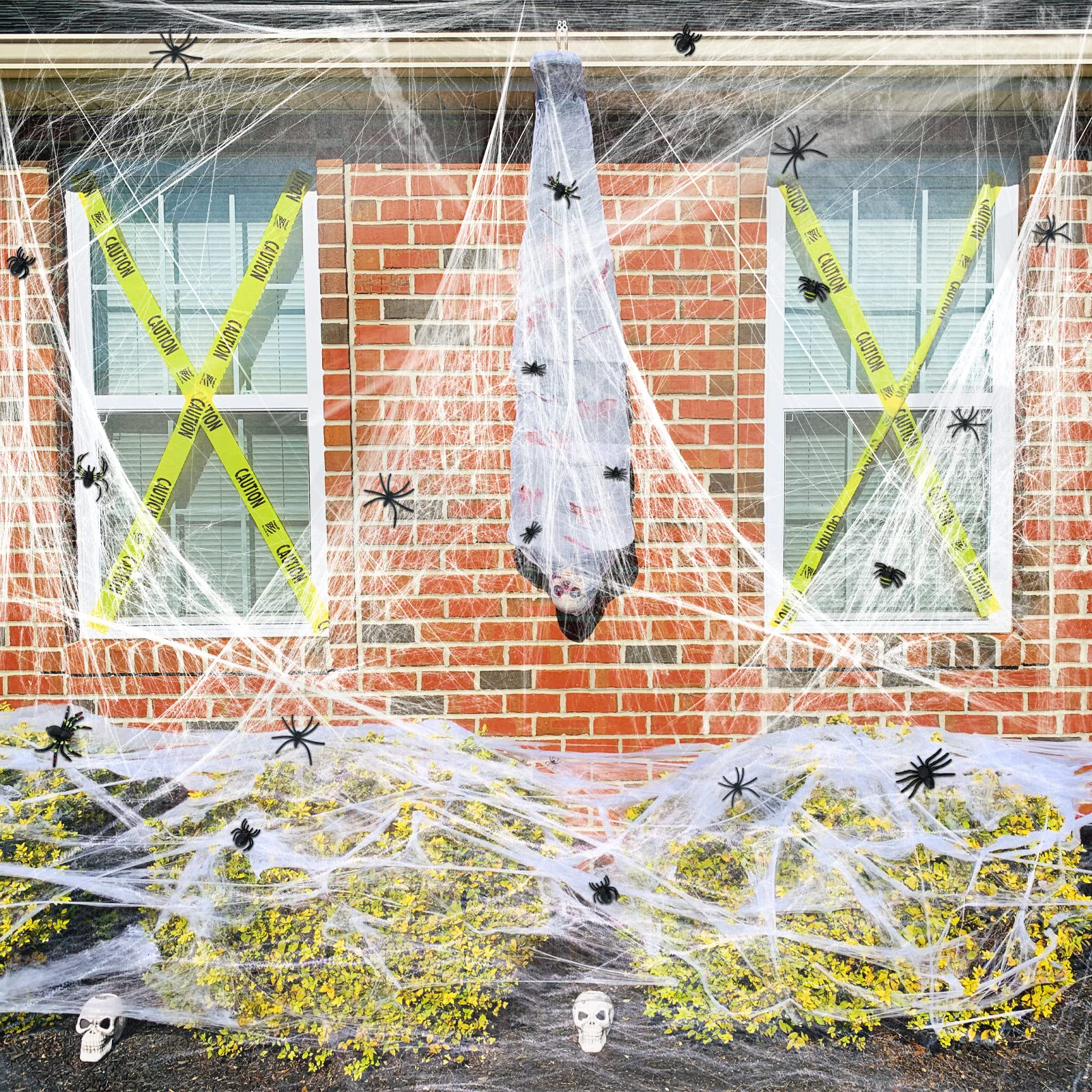 HALLOWEEN STRETCHABLE SPIDER WEB Spooky Decoration with Spiders Party Decor Ghost V563-SPIDERWEB-1PACKET