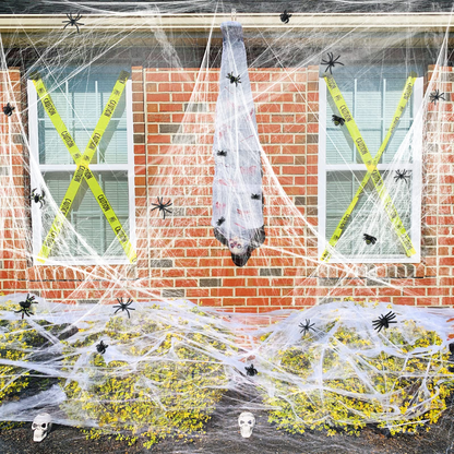 HALLOWEEN STRETCHABLE SPIDER WEB Spooky Decoration with Spiders Party Decor Ghost V563-SPIDERWEB-1PACKET