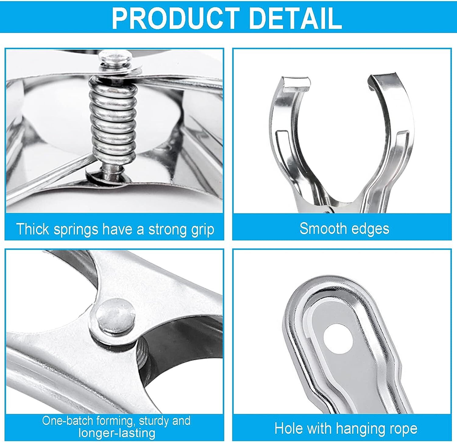 6x STAINLESS STEEL CLOTHES PEGS Laundry Clips Washing Line Clothespin V563-STEEL_JUMBOPEGS-1PK