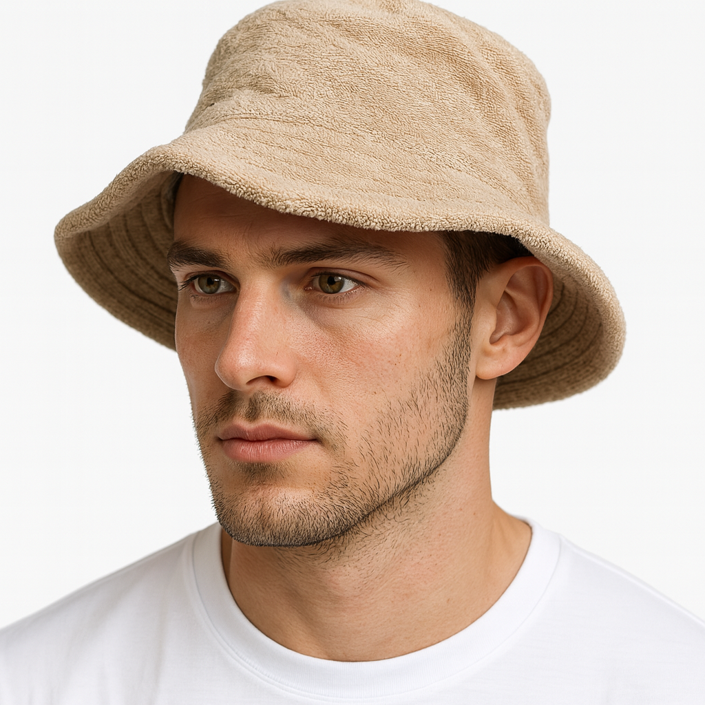 Stingy Brim Terry Towelling Bucket Hat Daggy Fishing Camping Lad Cap 100% COTTON - Beige - L/XL V563-STINGYTWLING-BEIGE-L_XL