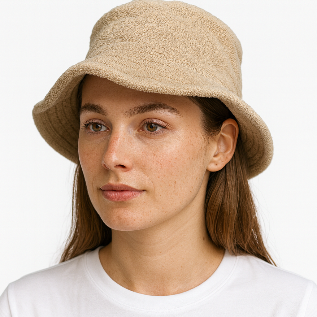 Stingy Brim Terry Towelling Bucket Hat Daggy Fishing Camping Lad Cap 100% COTTON - Beige - S/M V563-STINGYTWLING-BEIGE-S_M