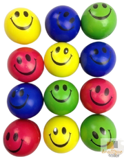 12x STRESS BALLS Hand Relief Squeeze Toy Reliever Antistress Soft Smiley MULTI V563-STRESSBALLS-MULTI-1PK