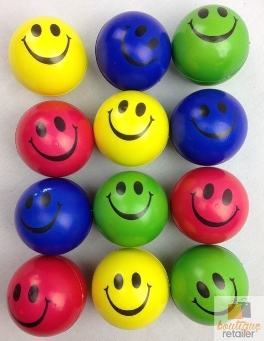 12x STRESS BALLS Hand Relief Squeeze Toy Reliever Antistress Soft Smiley MULTI V563-STRESSBALLS-MULTI-1PK
