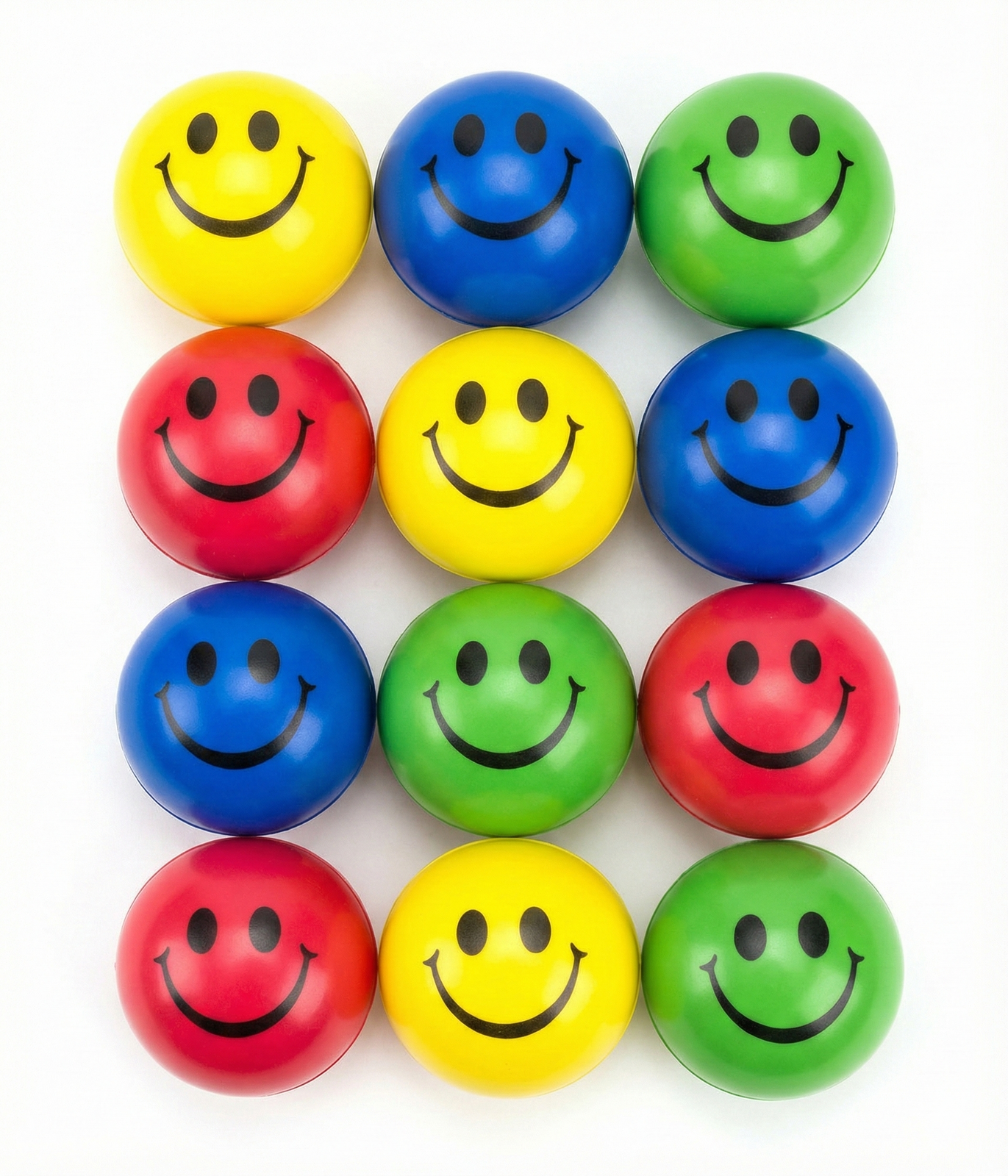 12x STRESS BALLS Hand Relief Squeeze Toy Reliever Antistress Soft Smiley MULTI V563-STRESSBALLS-MULTI-1PK