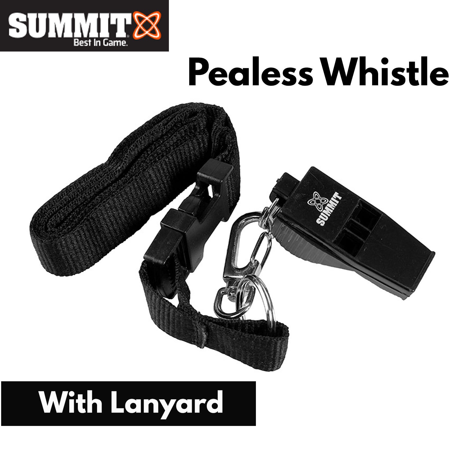 Summit Pealess Sports Whistle w Lanyard Professional Referee Match Training V563-SUAC1307