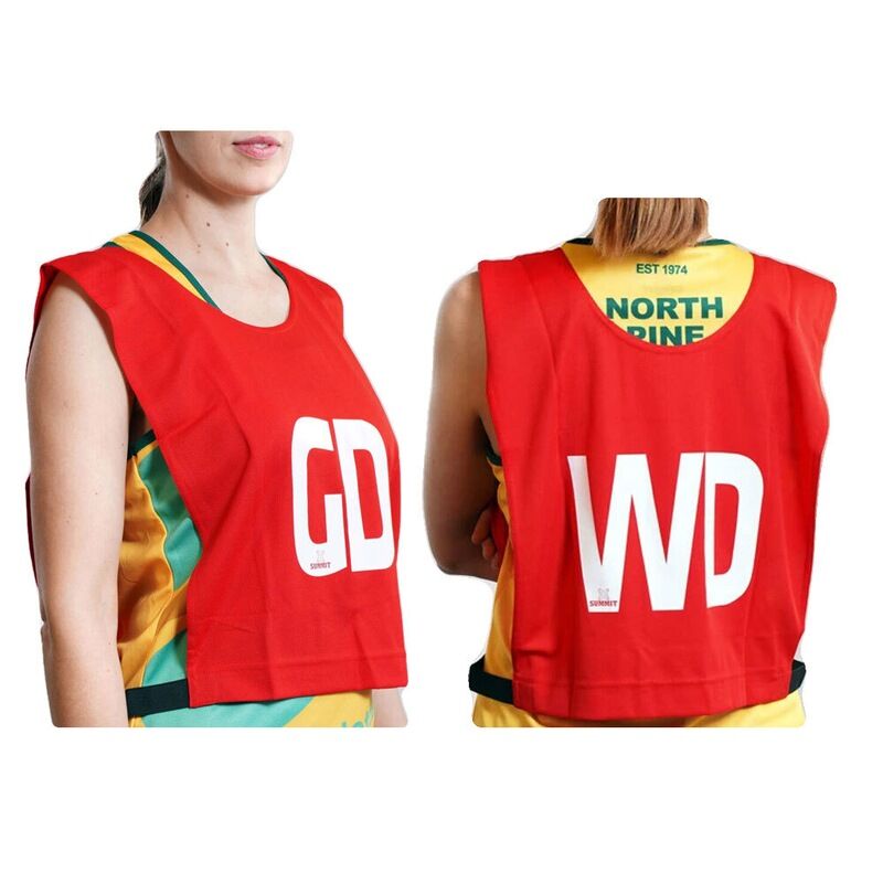 7pcs Set of Summit Netball Bibs Senior Team Pack Bulk Net Ball - Red Colour V563-SUAC1802