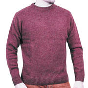 100% SHETLAND RAGG WOOL CREW Round Neck Knit JUMPER Pullover Mens Sweater Knitted - Burgundy - L V563-SW-CN-BRGNDY97-L