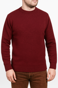 100% SHETLAND RAGG WOOL CREW Round Neck Knit JUMPER Pullover Mens Sweater Knitted - Burgundy - S V563-SW-CN-BRGNDY97-S