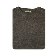 Mens 100% Shetland Ragg Wool Round Neck Knit Jumper Pullover Crew Sweater - Charcoal - 3XL