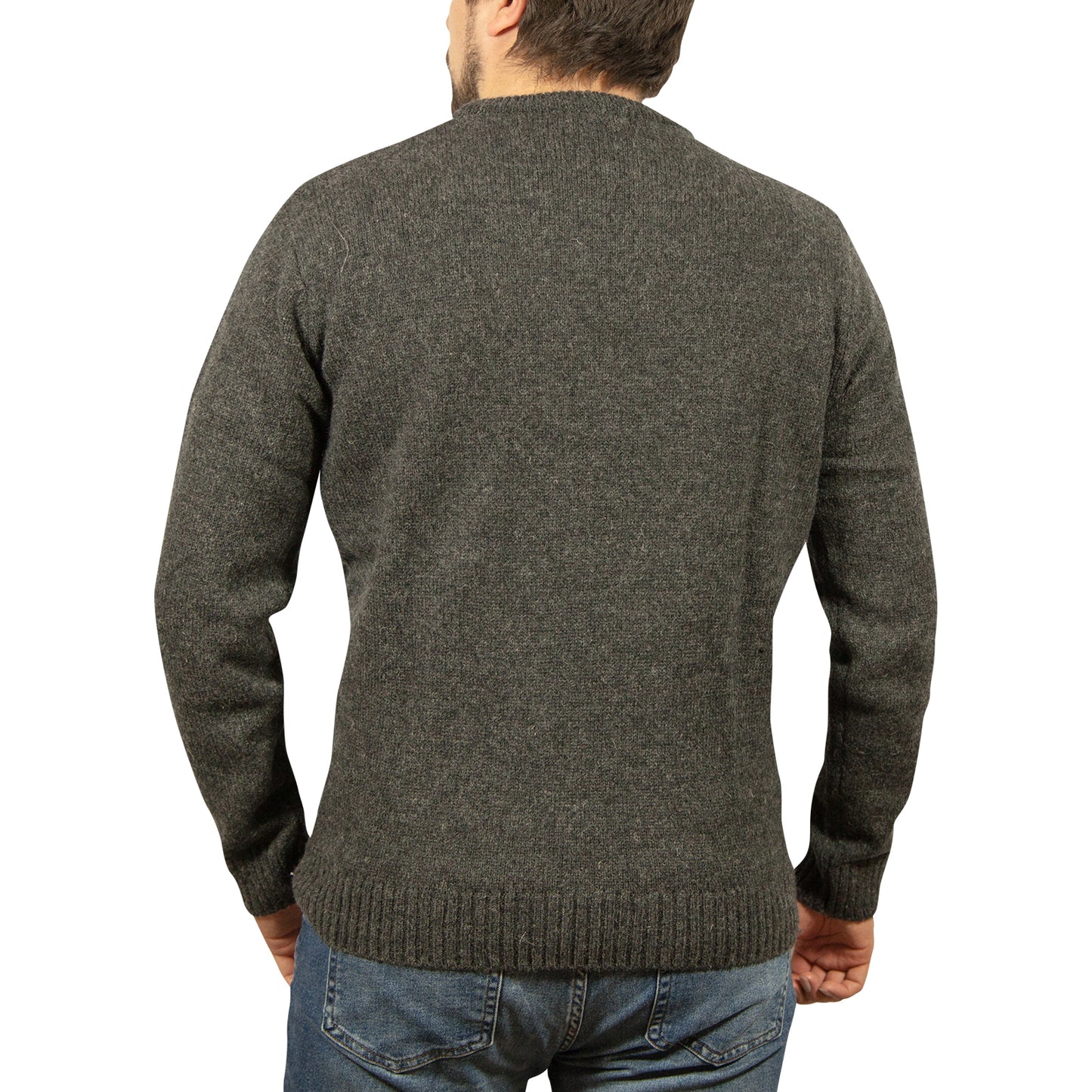 Mens 100% Shetland Ragg Wool Round Neck Knit Jumper Pullover Crew Sweater - Charcoal (29) - 6XL V563-SW-CN-CHRCL29-6XL