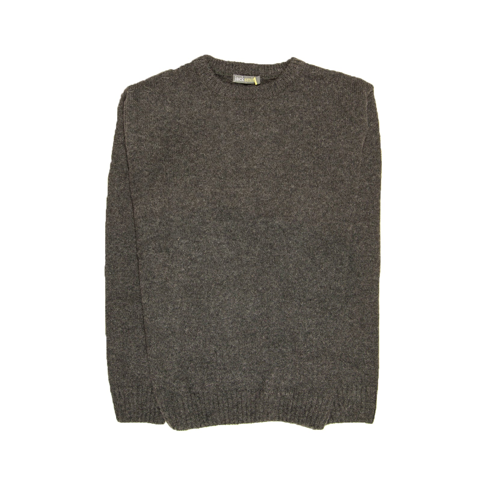 Mens 100% Shetland Ragg Wool Round Neck Knit Jumper Pullover Crew Sweater - Charcoal - XXL