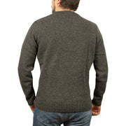 Mens 100% Shetland Ragg Wool Round Neck Knit Jumper Pullover Crew Sweater - Charcoal - XXL