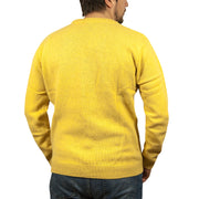 100% SHETLAND RAGG WOOL CREW Round Neck Knit JUMPER Pullover Mens Sweater Knitted - Corn (14) - L V563-SW-CN-CORN14-L