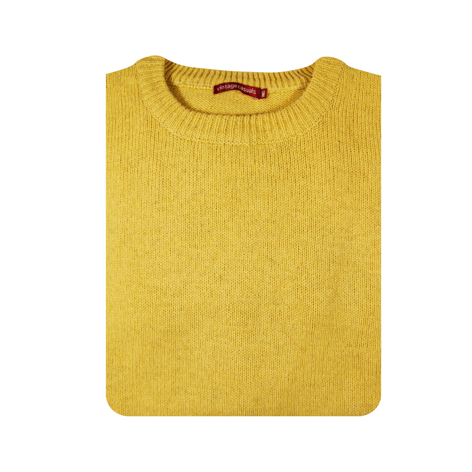 100% SHETLAND RAGG WOOL CREW Round Neck Knit JUMPER Pullover Mens Sweater Knitted - Corn (14) - M V563-SW-CN-CORN14-M