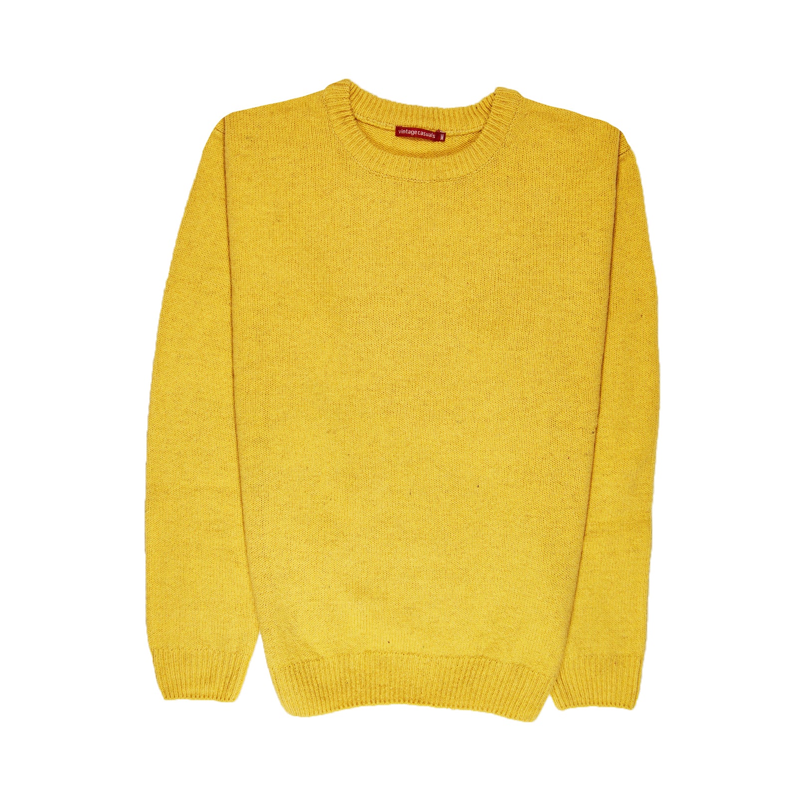 100% SHETLAND RAGG WOOL CREW Round Neck Knit JUMPER Pullover Mens Sweater Knitted - Corn (14) - M V563-SW-CN-CORN14-M